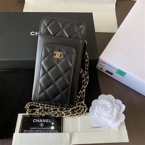 chanel phone holder pouch|chanel phone case with chain.